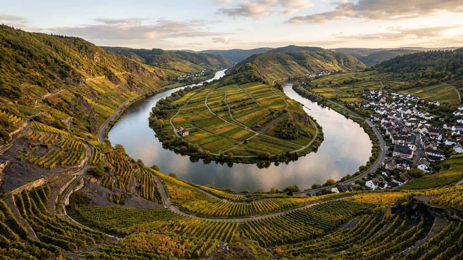 KI-generiertes Foto der Weinberge in der Region Mosel