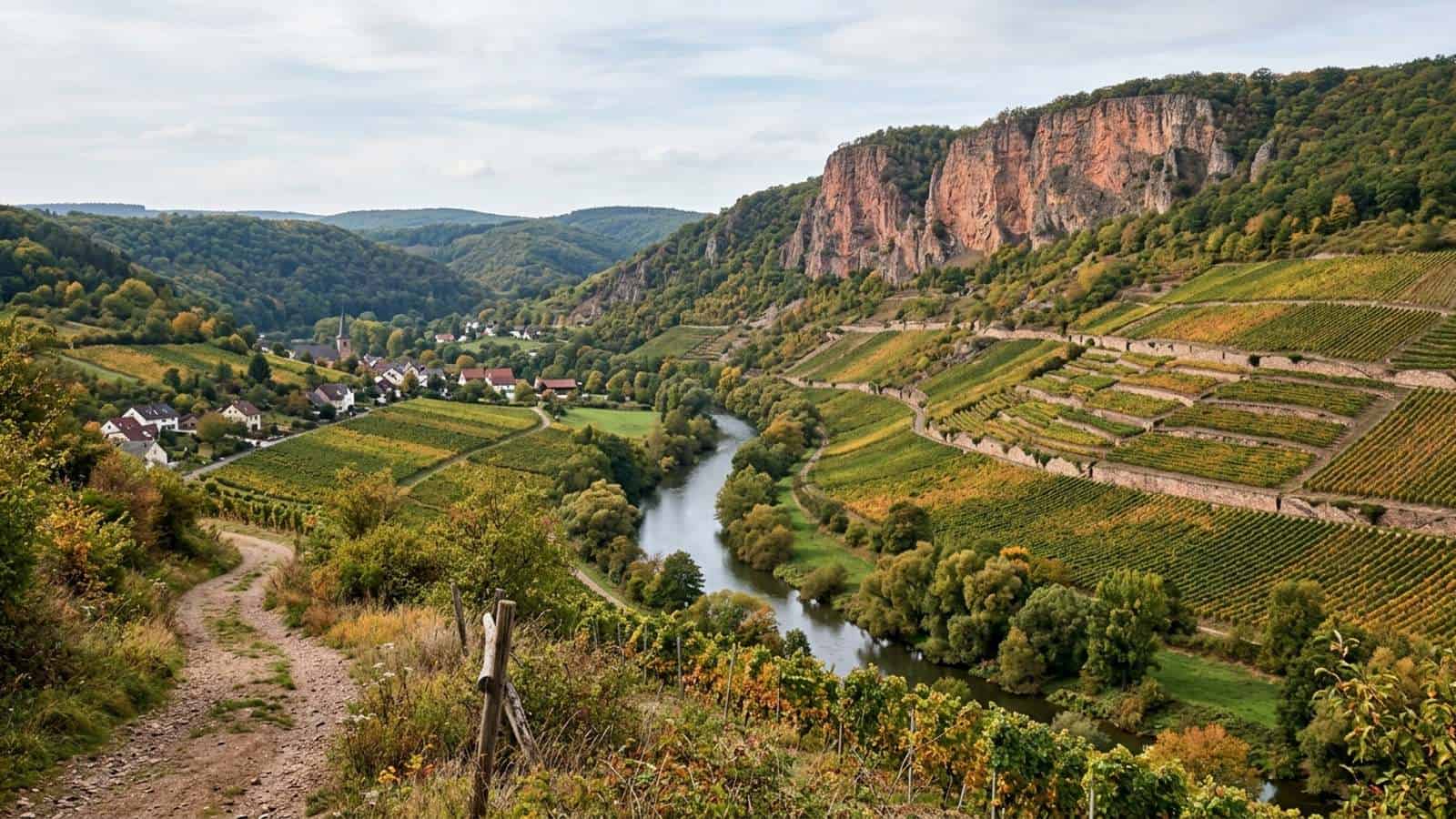 KI-generiertes Foto der Weinberge in der Region Nahe